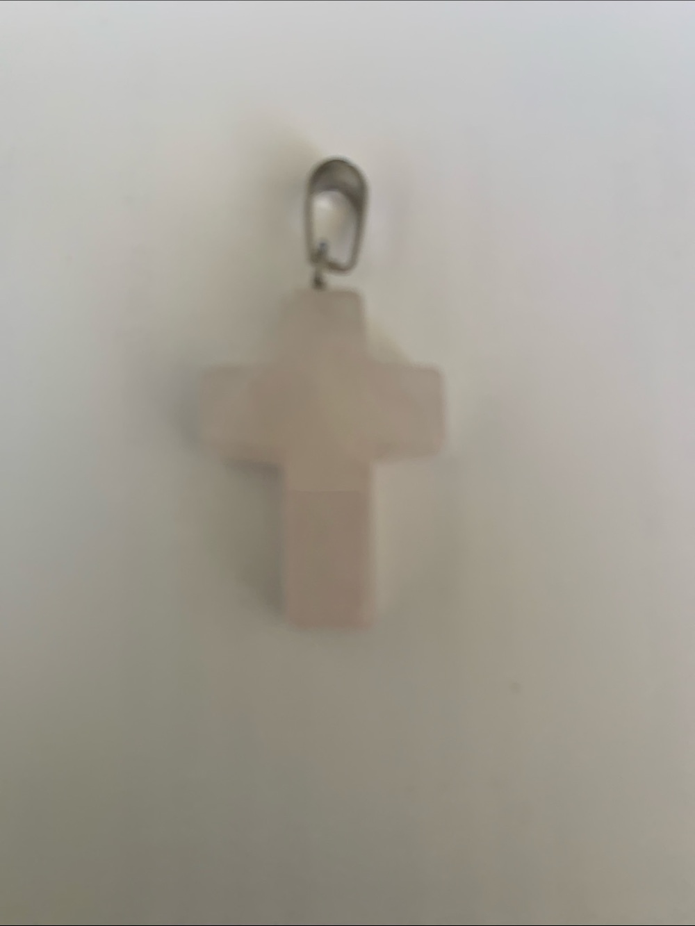 Rose Quartz Cross Pendant Necklace - Pink